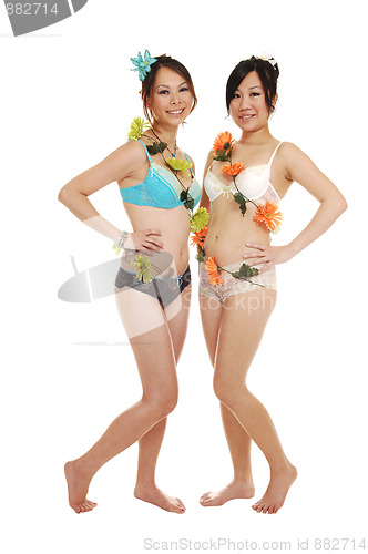 Image of Two Chinese girls in lingerie.