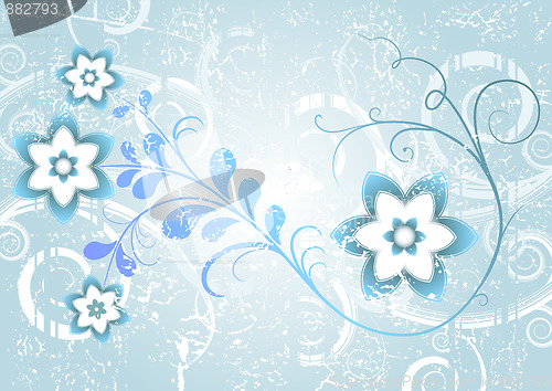 Image of Grunge blue floral frame