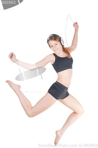 Image of Jumping woman and headphone
