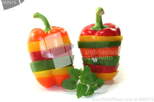 Image of Layers of colorful peppers