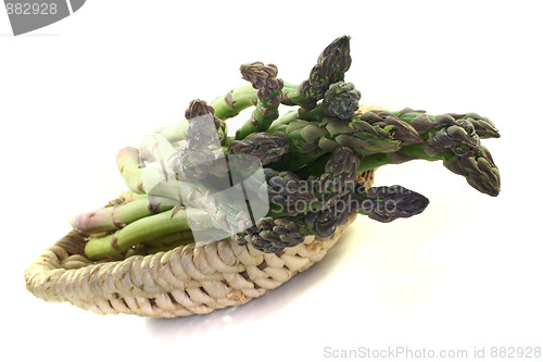 Image of green asparagus in the basket