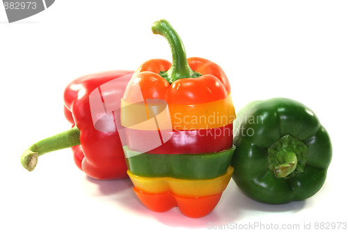 Image of Layers of colorful peppers