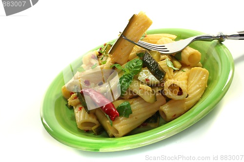 Image of noodles with fiery chili and zucchini