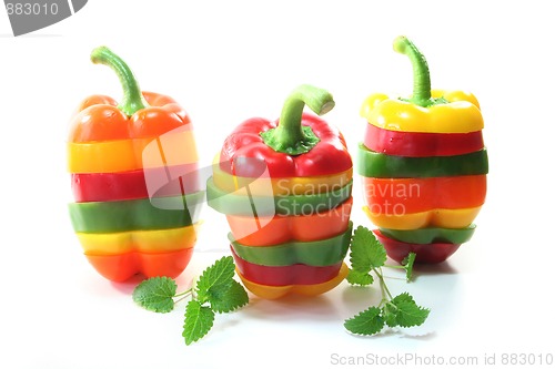 Image of Layers of colorful peppers