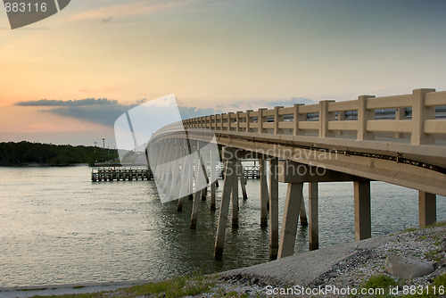 Image of bridge arching over bay