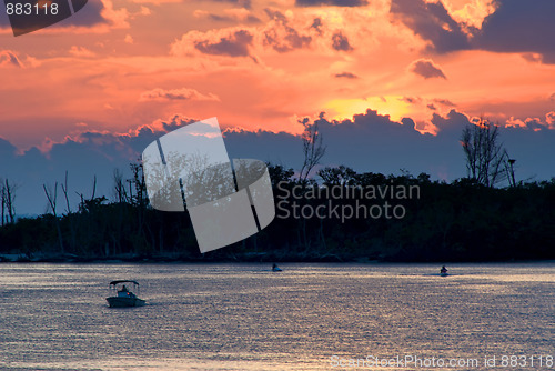 Image of fiery sunset over the bay