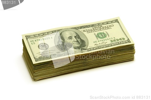 Image of Stack of one hundred dollar bills