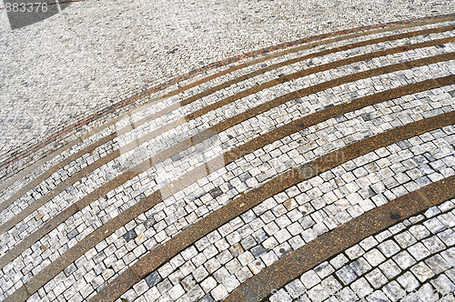 Image of Old curved stone steps – cobblestones
