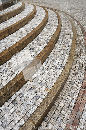 Image of Old curved stone steps – cobblestones