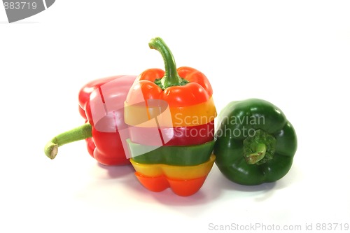 Image of Layers of colorful peppers