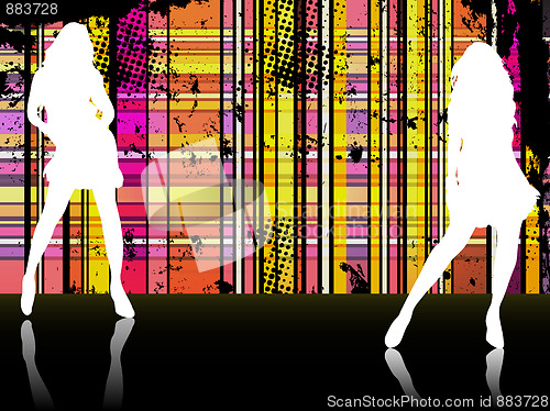 Image of Sexy girls silhouettes in front of striped