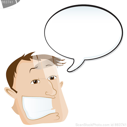 Image of Man announcement with speech bubble.