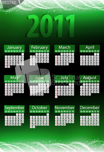 Image of 2011 Glowing Neon Green Calendar. 