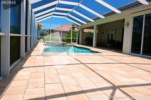 Image of wide angle view of screend in pool