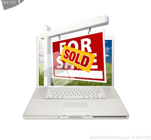 Image of Sold For Sale Real Estate Sign on Laptop 