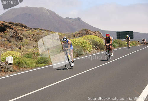 Image of Group of cyclists in ironman 