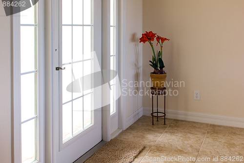 Image of front door with daylight shining through