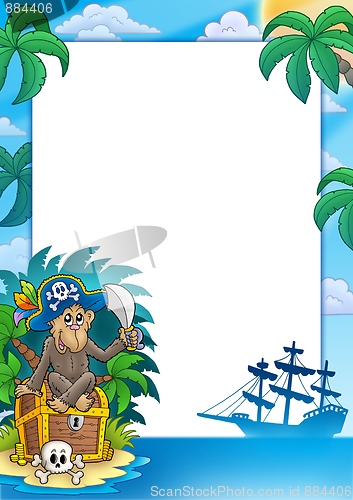 Image of Pirate frame with monkey