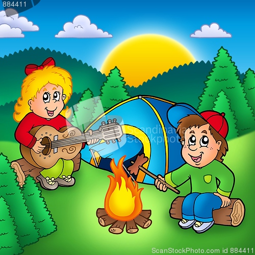 Image of Two camping kids