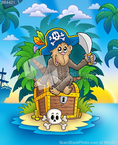 Image of Pirate monkey on treasure island