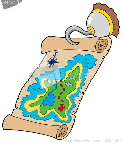 Image of Treasure map with pirate hook