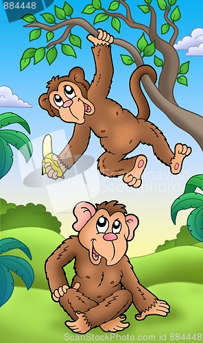 Image of Two cartoon monkeys