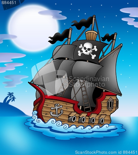 Image of Pirate vessel at night