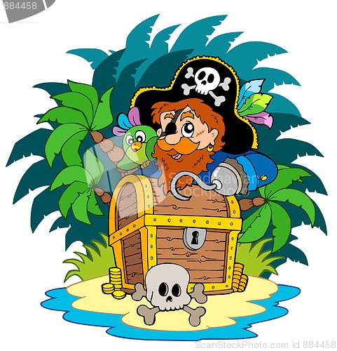 Image of Small island and pirate with hook