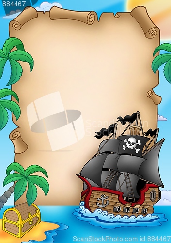 Image of Parchment with pirate vessel