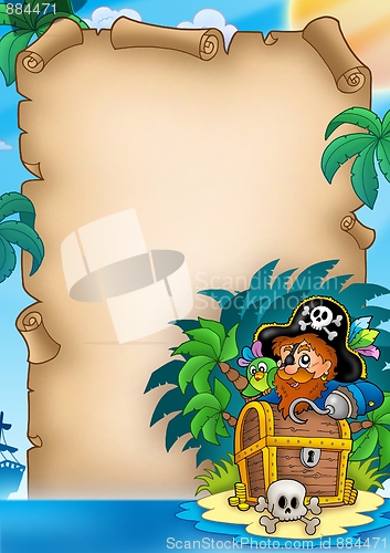 Image of Parchment with pirate on island