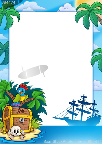 Image of Pirate frame with treasure island