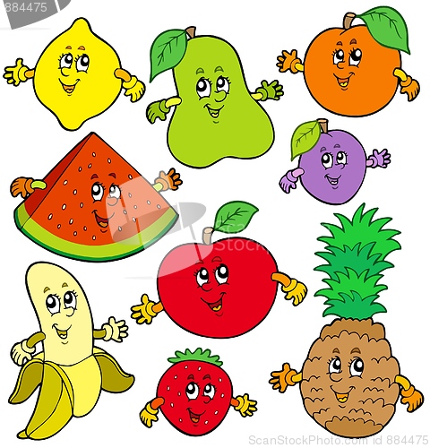 Image of Various cartoon fruits