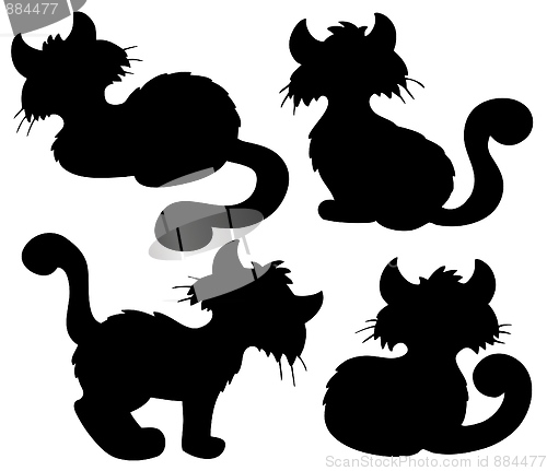 Image of Cartoon cat silhouette collection