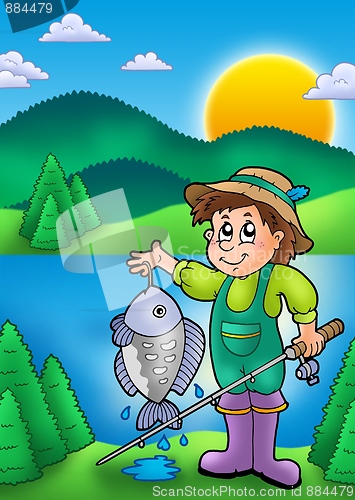 Image of Small fisherman with fish