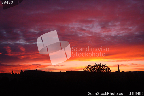 Image of Sunset above city