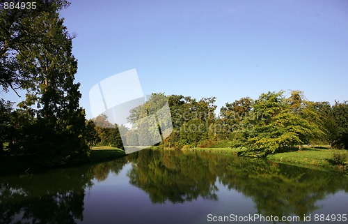 Image of Lake in park, caste in Zamecke Lednice