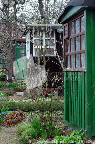 Image of small gardens with cabins
