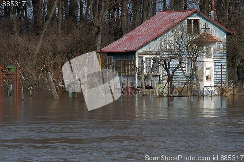 Image of flooded house in Moravian city