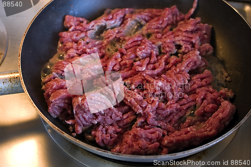 Image of Close up on Ground Beef on a Pan