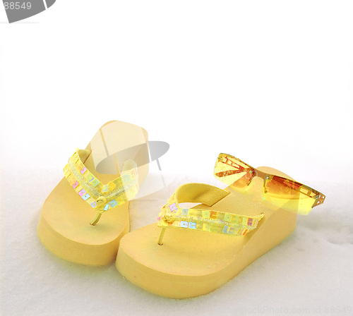 Image of Sunglasses Sandals and Snow