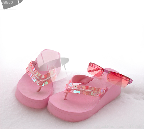 Image of Sunglasses Sandals and Snow