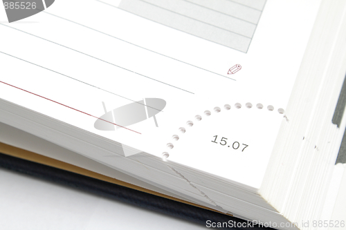 Image of Diary page corner with a date
