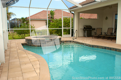 Image of swimming pool and sitting area