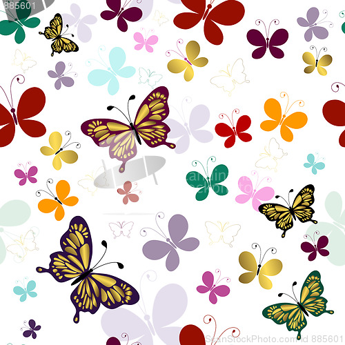 Image of Seamless pattern with butterflies