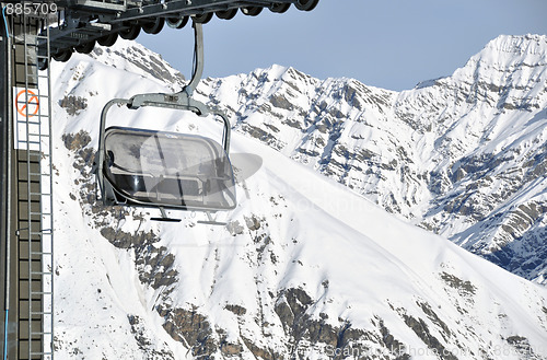 Image of Chairlift and mountains