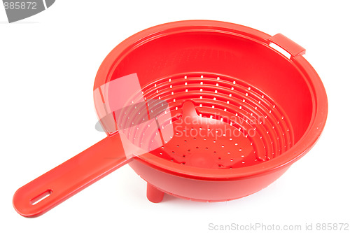 Image of Red brilliant plastic colander