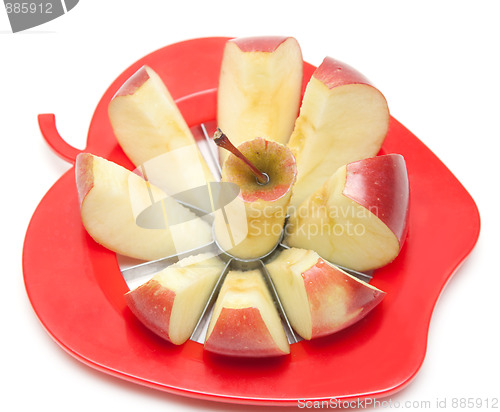 Image of Red apple and special knife