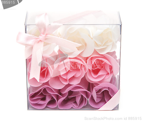 Image of Fabrics rose in transparent gift to box