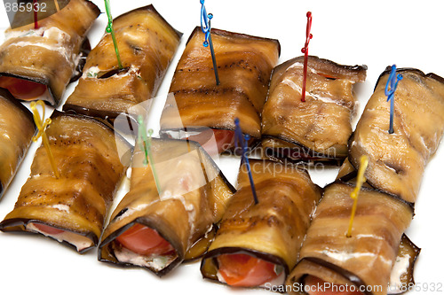 Image of Stuffed eggplants on toothpick