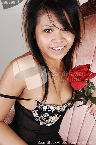 Image of Asian girl in lingerie.